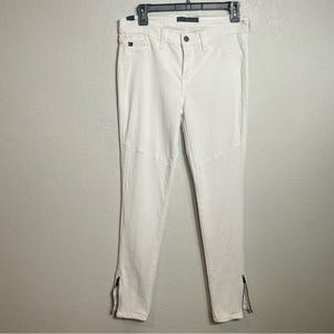 KanCan White Stretch Skinny Denim Jeans with Zipper Detail on Bottom Ankles Sz29